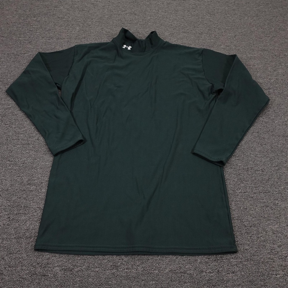 Under Armour Shirt Mens 2XL Green Long Sleeve Mock Neck Athletic Base Layer
